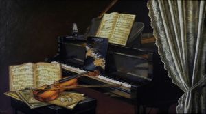 piano violín y partitura